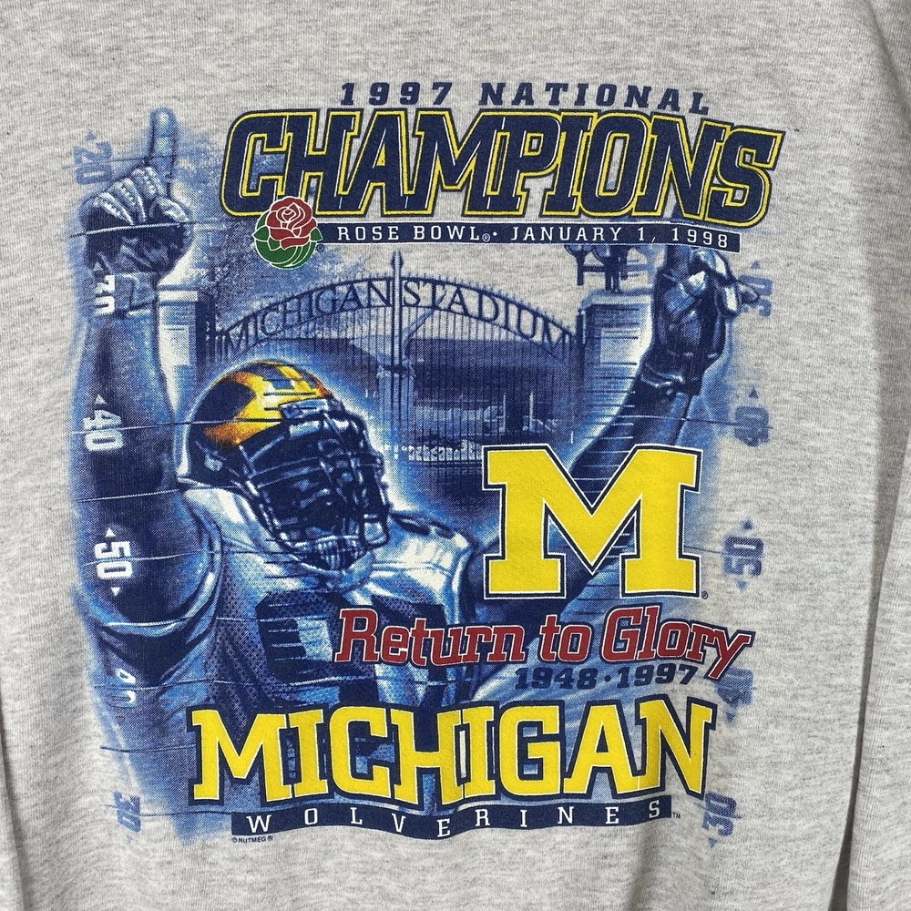 Vintage University Of Michigan Sweatshirt Mens Size XL Wolverines 1997 Rose Bowl - Picture 4 of 12